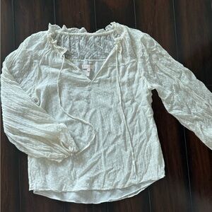 Rebecca Taylor Silk Blend Swiss Polka Dot Sheer Blouse